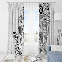 New Zealand Sea Animals with Maori Tribal Tattoo Window Curtain White Color LT03 - Polynesian Pride