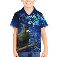 New Zealand Tui Bird Matariki Family Matching Puletasi and Hawaiian Shirt Maori New Year with Galaxy Fern