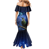 New Zealand Tui Bird Matariki Mermaid Dress Maori New Year with Galaxy Fern LT03 - Polynesian Pride