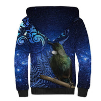 New Zealand Tui Bird Matariki Sherpa Hoodie Maori New Year with Galaxy Fern LT03 - Polynesian Pride