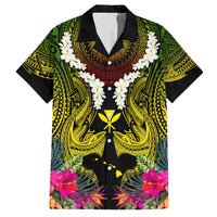 Hawaii Kanaka Maoli Hawaiian Shirt Double Shark and Hibiscus Flowers LT03 Black - Polynesian Pride