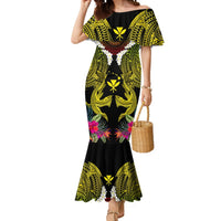 Hawaii Kanaka Maoli Mermaid Dress Double Shark and Hibiscus Flowers LT03 Women Black - Polynesian Pride