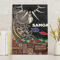 Samoa Siapo Polynesian Art Canvas Wall Art Tropical Flowers and Tatau Pattern Brown