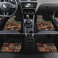 Samoa Siapo Polynesian Art Car Mats Tropical Flowers and Tatau Pattern Brown