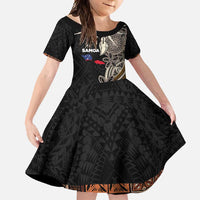 Samoa Siapo Polynesian Art Family Matching Tank Maxi Dress and Hawaiian Shirt Tropical Flowers and Tatau Pattern Brown
