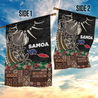 Samoa Siapo Polynesian Art Garden Flag Tropical Flowers and Tatau Pattern Brown