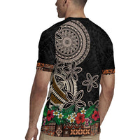 Samoa Siapo Polynesian Art Rugby Jersey Tropical Flowers and Tatau Pattern Brown
