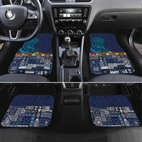 Samoa Siapo Polynesian Art Car Mats Tropical Flowers and Tatau Pattern Navy