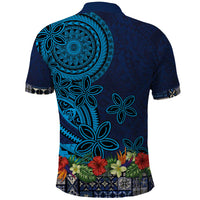 Samoa Siapo Polynesian Art Polo Shirt Tropical Flowers and Tatau Pattern Navy