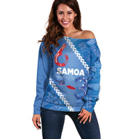 Samoa Independence Day Off Shoulder Sweater Anniversary 63th-Siapo Art