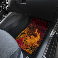 Hawaiian Volcano and Shark Car Mats Polynesian and Hibiscus Pattern Lava Color