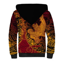Hawaiian Volcano and Shark Sherpa Hoodie Polynesian and Hibiscus Pattern Lava Color LT03 - Polynesian Pride