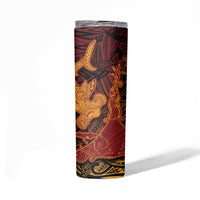Hawaiian Volcano and Shark Skinny Tumbler Polynesian and Hibiscus Pattern Lava Color LT03 - Polynesian Pride