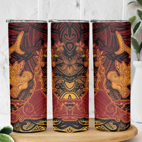 Hawaiian Volcano and Shark Skinny Tumbler Polynesian and Hibiscus Pattern Lava Color LT03 - Polynesian Pride