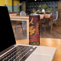 Hawaiian Volcano and Shark Skinny Tumbler Polynesian and Hibiscus Pattern Lava Color LT03 - Polynesian Pride