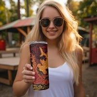 Hawaiian Volcano and Shark Skinny Tumbler Polynesian and Hibiscus Pattern Lava Color LT03 - Polynesian Pride