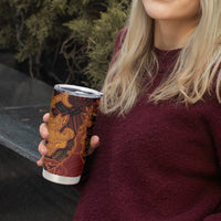 Hawaiian Volcano and Shark Tumbler Cup Polynesian and Hibiscus Pattern Lava Color