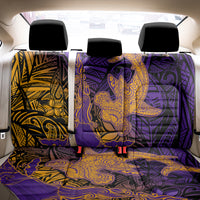 Hawaiian Volcano and Shark Back Car Seat Cover Polynesian and Hibiscus Pattern Purple Yellow Gradient