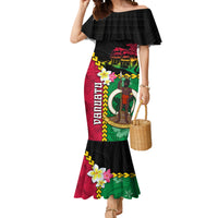Vanuatu Nakamal and Plumeria Flowers Mermaid Dress Polynesian Pattern LT03 Women Black - Polynesian Pride