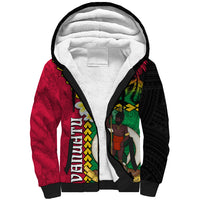 Vanuatu Nakamal and Plumeria Flowers Sherpa Hoodie Polynesian Pattern LT03 Unisex Black - Polynesian Pride