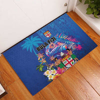 Fiji Bula Rubber Doormat Tropical Plants with Palm Tree and Iguana Colorful