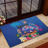 Fiji Bula Rubber Doormat Tropical Plants with Palm Tree and Iguana Colorful