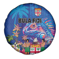 Fiji Bula Spare Tire Cover Tropical Plants with Palm Tree and Iguana Colorful