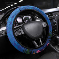 Fiji Bula Steering Wheel Cover Tropical Plants with Palm Tree and Iguana Colorful