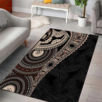 Fiji Traditional Masi Area Rug Tapa Art Palm Leaves Pattern