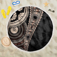 Fiji Traditional Masi Beach Blanket Tapa Art Palm Leaves Pattern