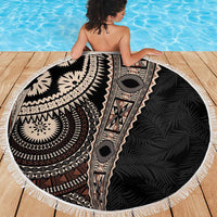 Fiji Traditional Masi Beach Blanket Tapa Art Palm Leaves Pattern