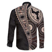 Fiji Traditional Masi Family Matching Puletasi and Hawaiian Shirt Tapa Art Palm Leaves Pattern