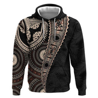 Fiji Traditional Masi Hoodie Tapa Art Palm Leaves Pattern