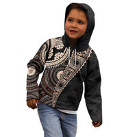 Fiji Traditional Masi Kid Hoodie Tapa Art Palm Leaves Pattern