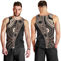 Fiji Traditional Masi Men Tank Top Tapa Art Palm Leaves Pattern