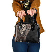 Fiji Traditional Masi Shoulder Handbag Tapa Art Palm Leaves Pattern