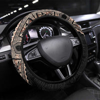 Fiji Traditional Masi Steering Wheel Cover Tapa Art Palm Leaves Pattern
