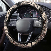 Fiji Traditional Masi Steering Wheel Cover Tapa Art Palm Leaves Pattern