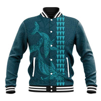 Aloha Hawaii Whale Kakau and Polynesian Tattoo Baseball Jacket Turquoise Color LT03 Unisex Turquoise - Polynesian Pride