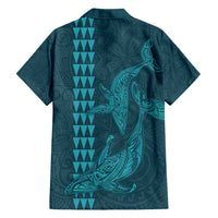 Aloha Hawaii Whale Kakau and Polynesian Tattoo Family Matching Tank Maxi Dress and Hawaiian Shirt Turquoise Color