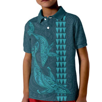 Aloha Hawaii Whale Kakau and Polynesian Tattoo Kid Polo Shirt Turquoise Color LT03 Kid Turquoise - Polynesian Pride