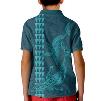 Aloha Hawaii Whale Kakau and Polynesian Tattoo Kid Polo Shirt Turquoise Color LT03 - Polynesian Pride