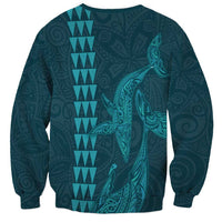 Aloha Hawaii Whale Kakau and Polynesian Tattoo Sweatshirt Turquoise Color