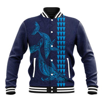 Aloha Hawaii Whale Kakau and Polynesian Tattoo Baseball Jacket Dark Navy Color LT03 Unisex Dark Navy - Polynesian Pride