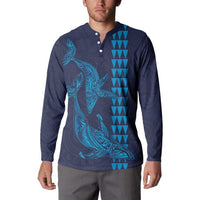 Aloha Hawaii Whale Kakau and Polynesian Tattoo Button Sweatshirt Dark Navy Color LT03 - Polynesian Pride