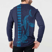 Aloha Hawaii Whale Kakau and Polynesian Tattoo Button Sweatshirt Dark Navy Color LT03 - Polynesian Pride