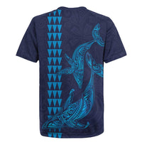Aloha Hawaii Whale Kakau and Polynesian Tattoo Rugby Jersey Dark Navy Color