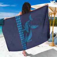 Aloha Hawaii Whale Kakau and Polynesian Tattoo Sarong Dark Navy Color