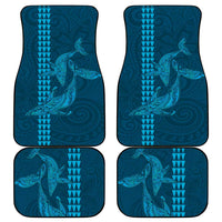 Aloha Hawaii Whale Kakau and Polynesian Tattoo Car Mats Light Blue Color