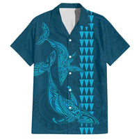 Aloha Hawaii Whale Kakau and Polynesian Tattoo Family Matching Summer Maxi Dress and Hawaiian Shirt Light Blue Color